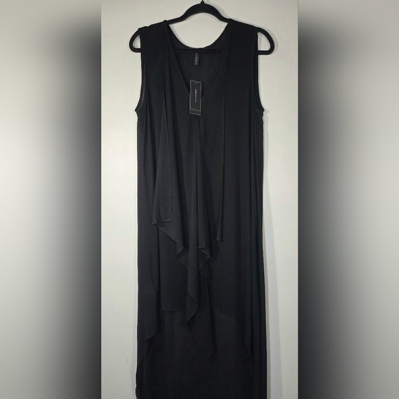 BCBGMAXAZRIA TARA CASCADE RUFFLE SHIFT DRESS. - Picture 3 of 7